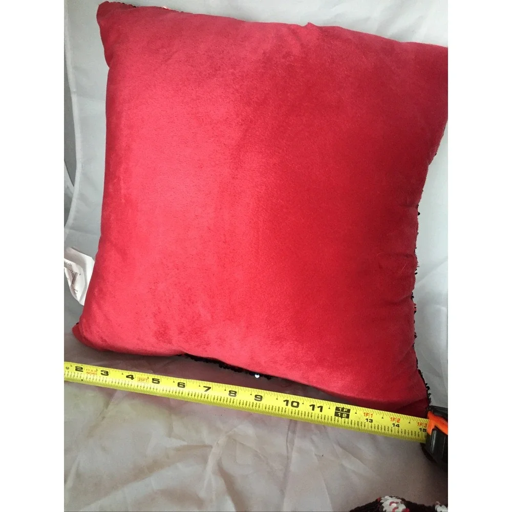 Pillow Sequins Reversible Red Black Shiny Pillow Valentine's Day